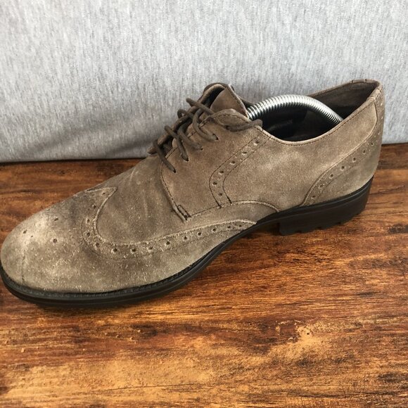 Mephisto Men's‎ Size 10 Oxford Gray Suede Leather Taupe Shoes Lace Up - Picture 6 of 10